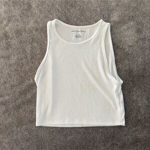 American Eagle White Tank Top Cropped Muscle Tee Small
